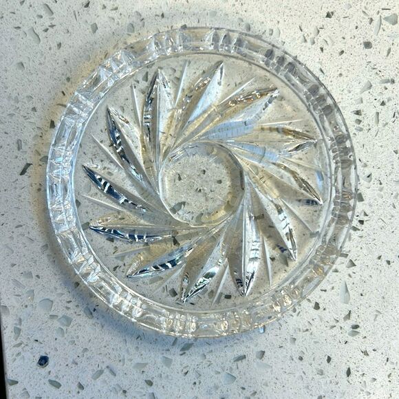 Crystal Coaster Bohemian Pinwheel & Star Pattern 3” Wide - Picture 1 of 7